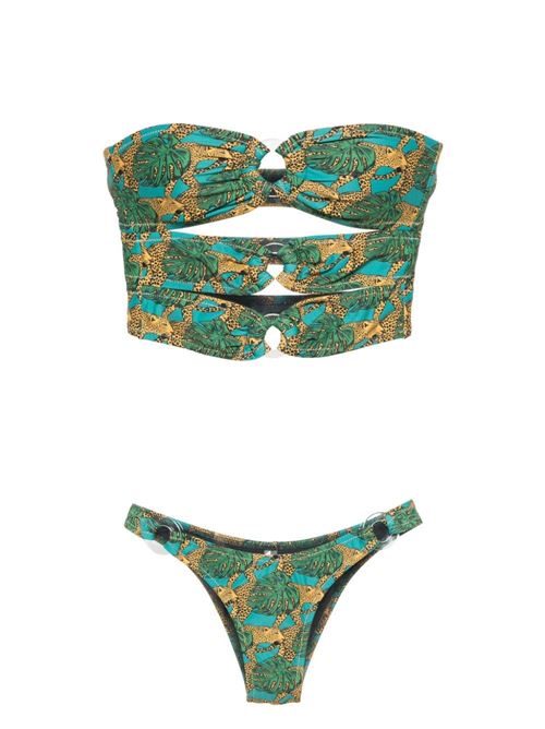 Costume in jersey tecnico elasticizzato verde Reina Olga | CAGE BIKINI SETPRINTJUNGLE FEVER